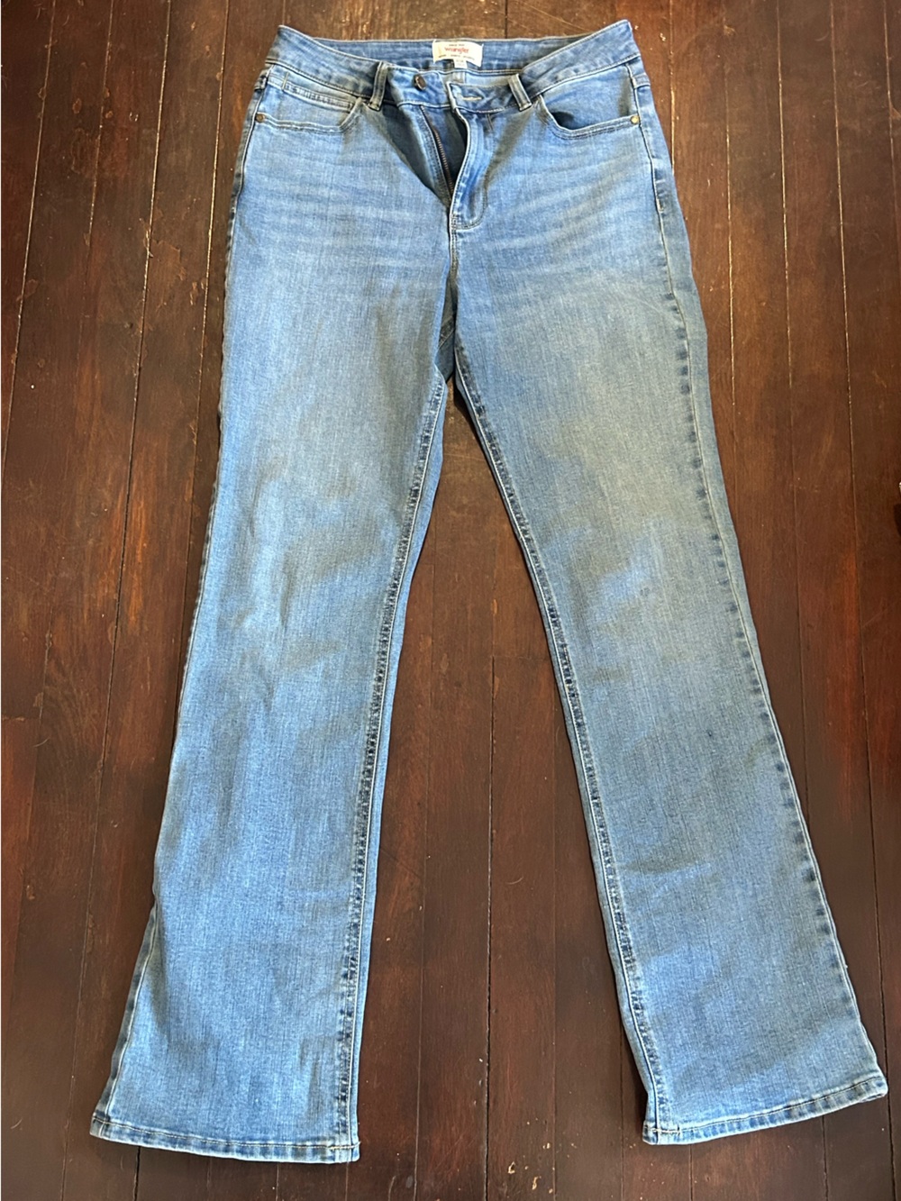 Wrangler Women’s Blue Light Wash Bootcut Jeans Mid Rise 5-Pocket Denim Sz 6/28